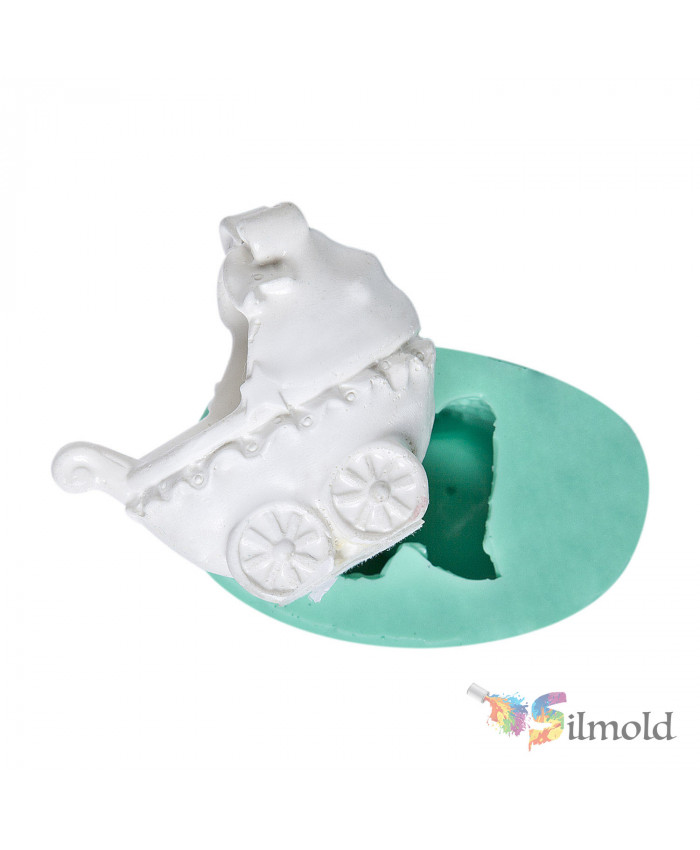 Baby Carriage with Bowtie Silicone Mold